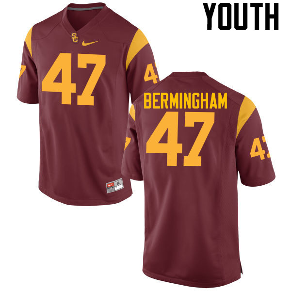 Youth #47 James Bermingham Jr. USC Trojans College Football Jerseys-Cardinal